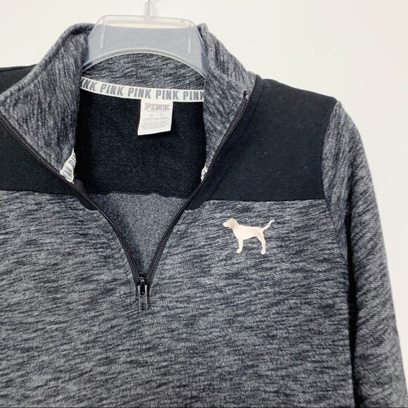 VS Pink Grey Quarter Zip Pullover Sweatshirt XS - Picture 2 of 5
